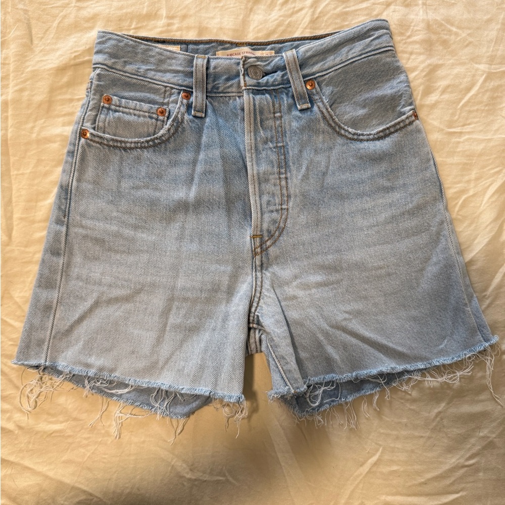 Levi's Blue Distressed Jean Shorts Cut-Off Style
